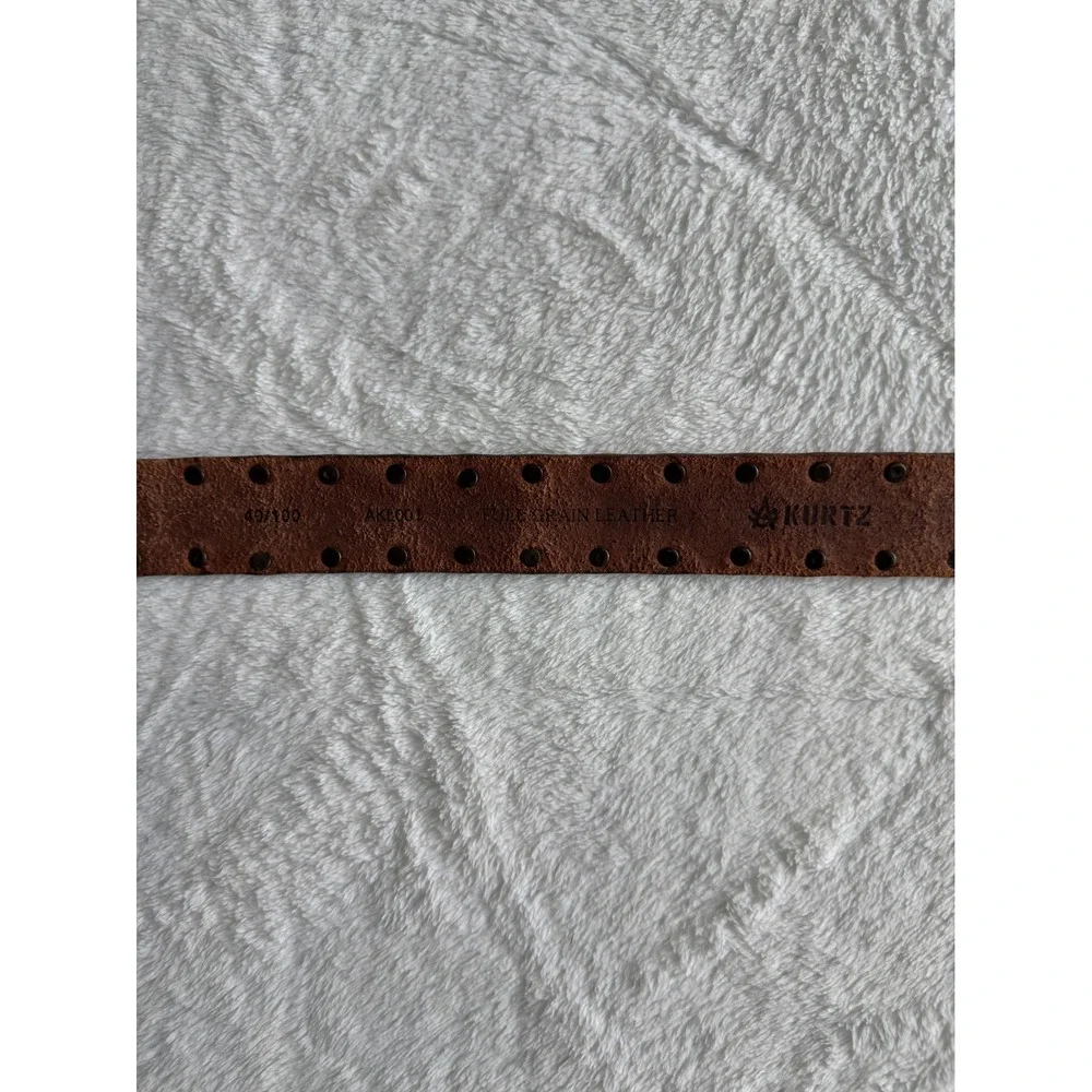 A.Kurtz‎ Full Grain Leather Belt Embossed Trophy Buckle Mens Brown Size 40